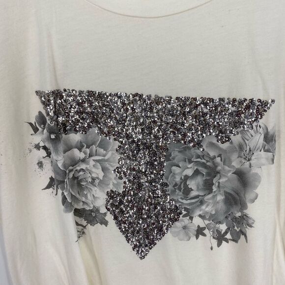 Express Women’s Scoop Neck Short Sleeve Sequin Detail Basic Teeshirt size M - Picture 5 of 6